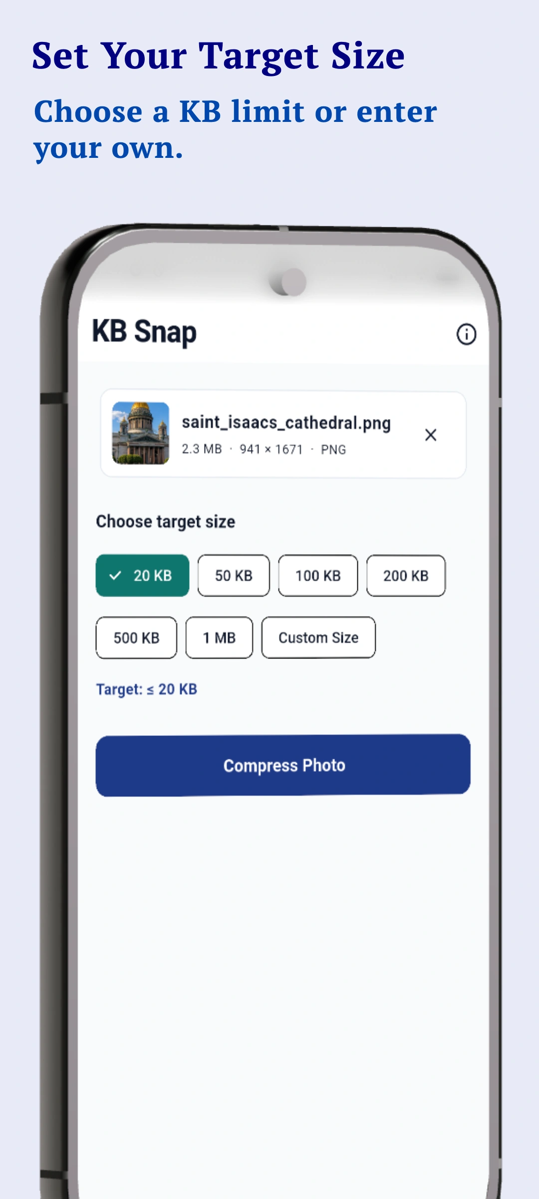 Image Compressor: MB to KB screenshot